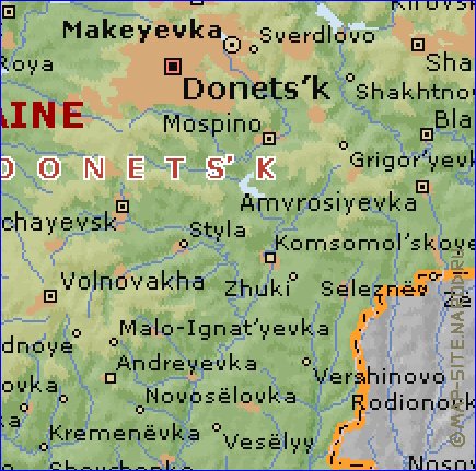 carte de Oblast de Donetsk en anglais