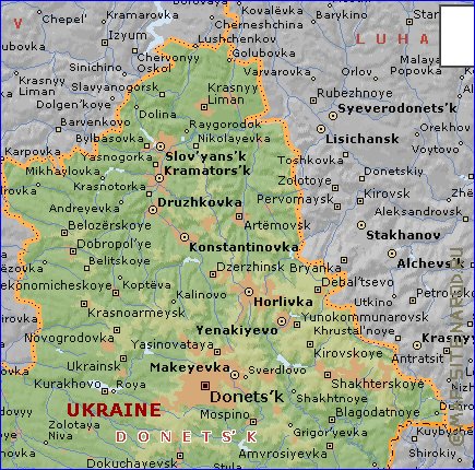 carte de Oblast de Donetsk en anglais