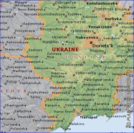 carte de Oblast de Donetsk en anglais