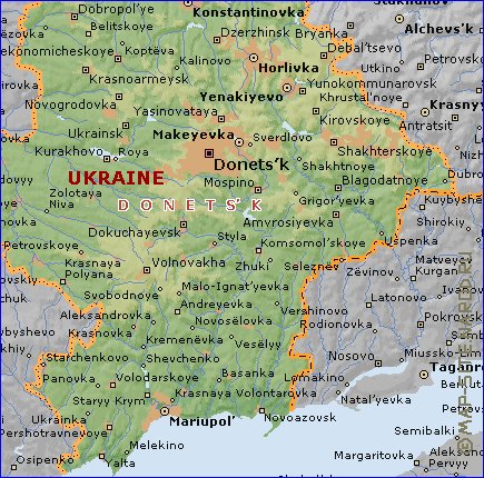 mapa de Donetsk em ingles