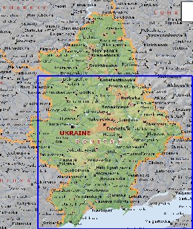 mapa de Donetsk em ingles