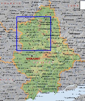 carte de Oblast de Donetsk en anglais