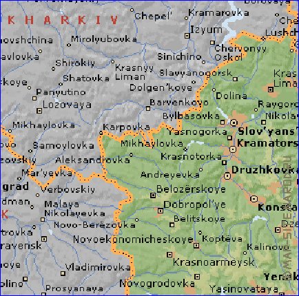 carte de Oblast de Donetsk en anglais