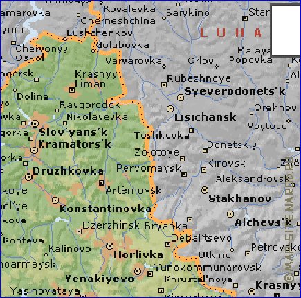 carte de Oblast de Donetsk en anglais