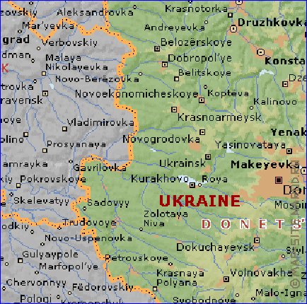 carte de Oblast de Donetsk en anglais