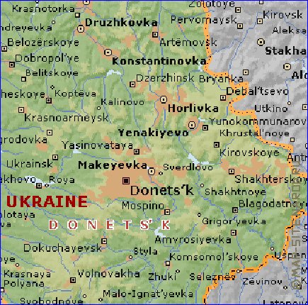 mapa de Donetsk em ingles