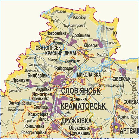 carte de Oblast de Donetsk