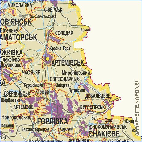 mapa de Donetsk