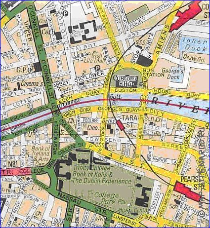 mapa de Dublin em ingles