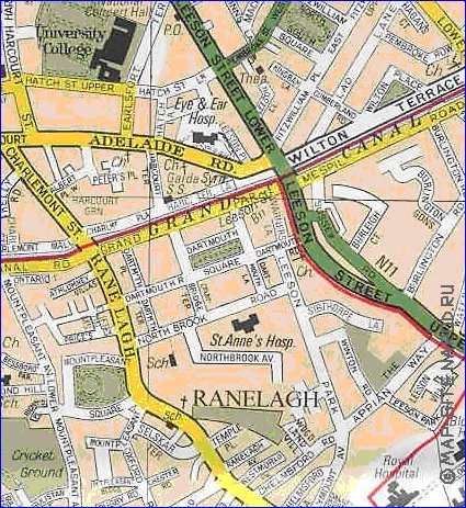 mapa de Dublin em ingles