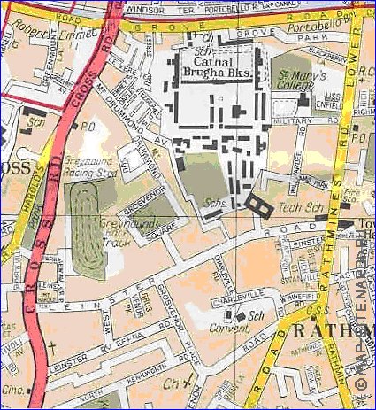 mapa de Dublin em ingles