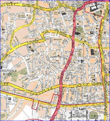 mapa de Dublin em ingles