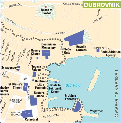 mapa de Dubrovnik em ingles