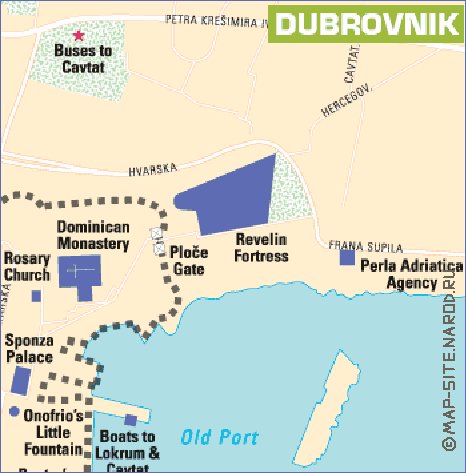 mapa de Dubrovnik em ingles