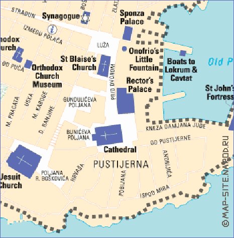 mapa de Dubrovnik em ingles